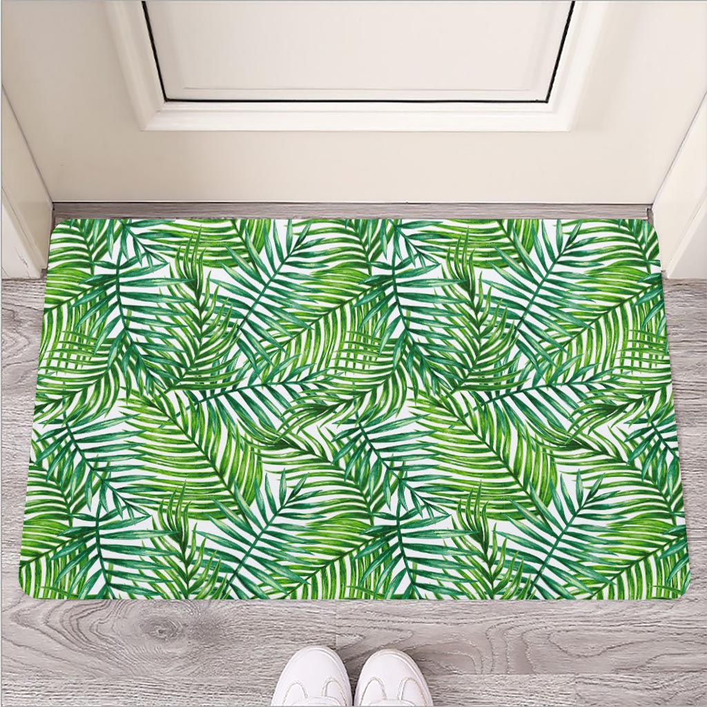 Exotic Tropical Leaf Pattern Print Rubber Doormat