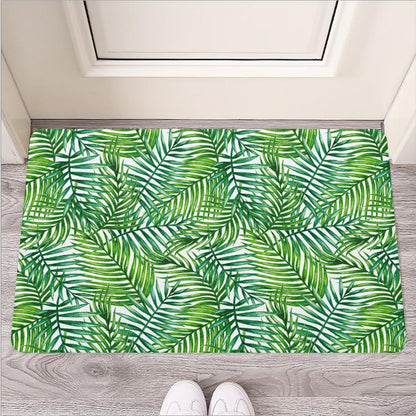 Exotic Tropical Leaf Pattern Print Rubber Doormat