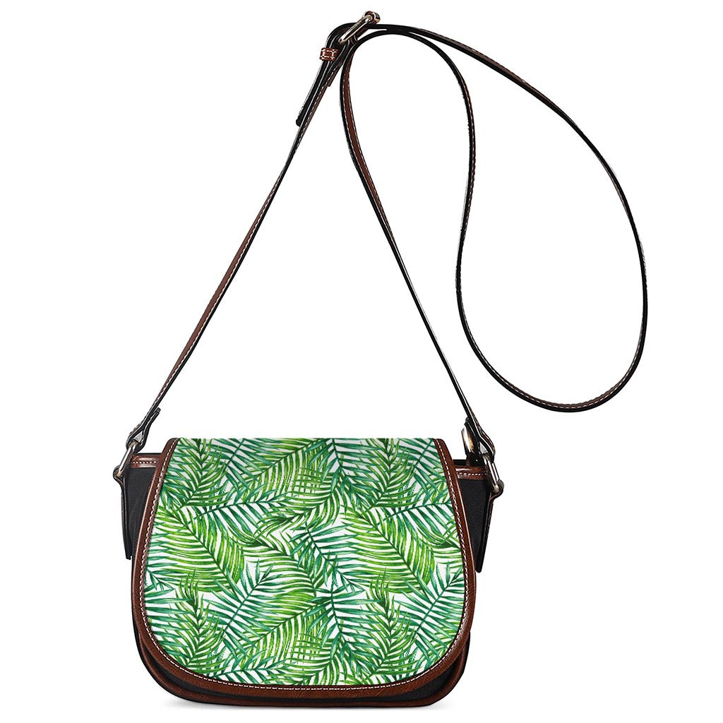 Exotic Tropical Leaf Pattern Print Saddle Bag