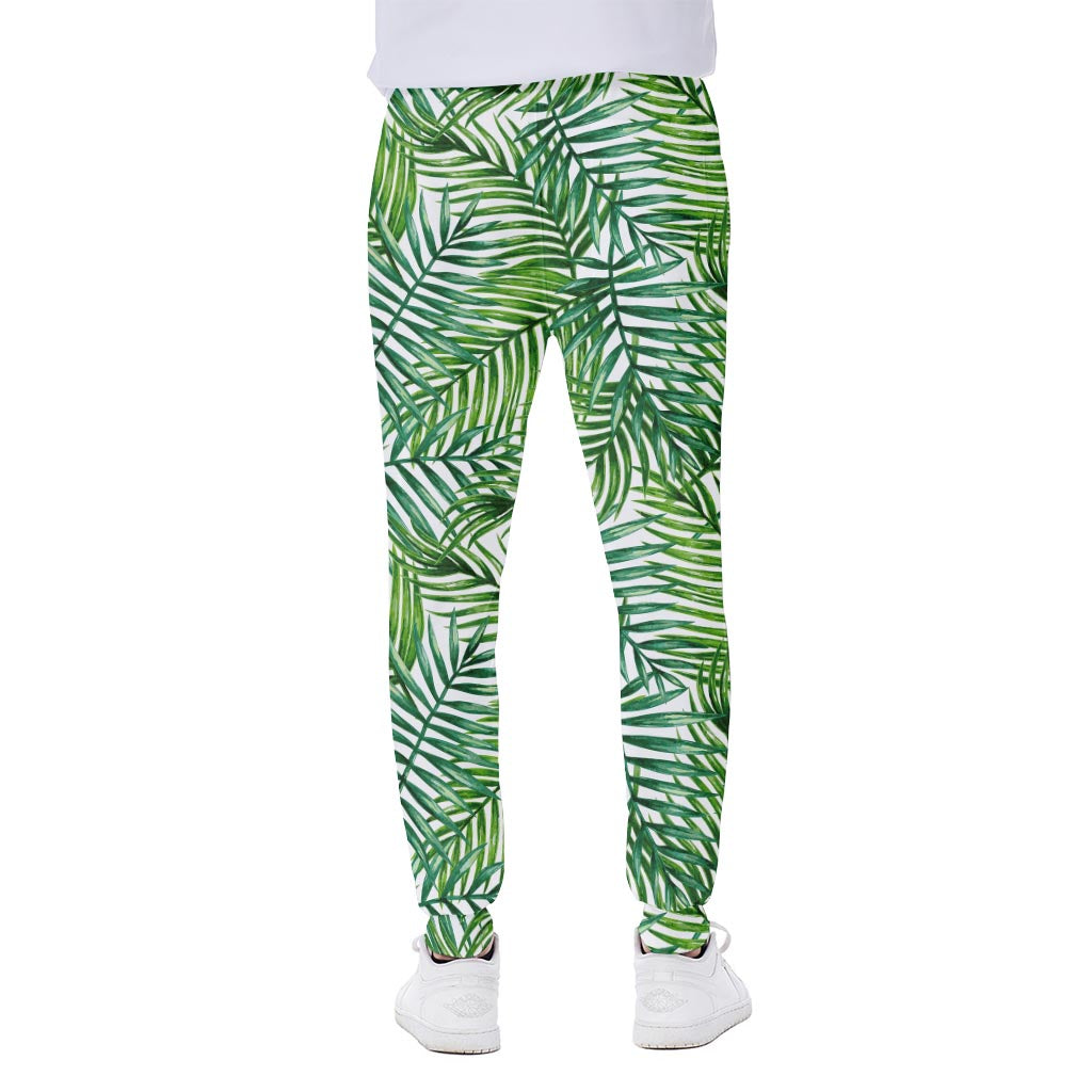 Exotic Tropical Leaf Pattern Print Scuba Joggers