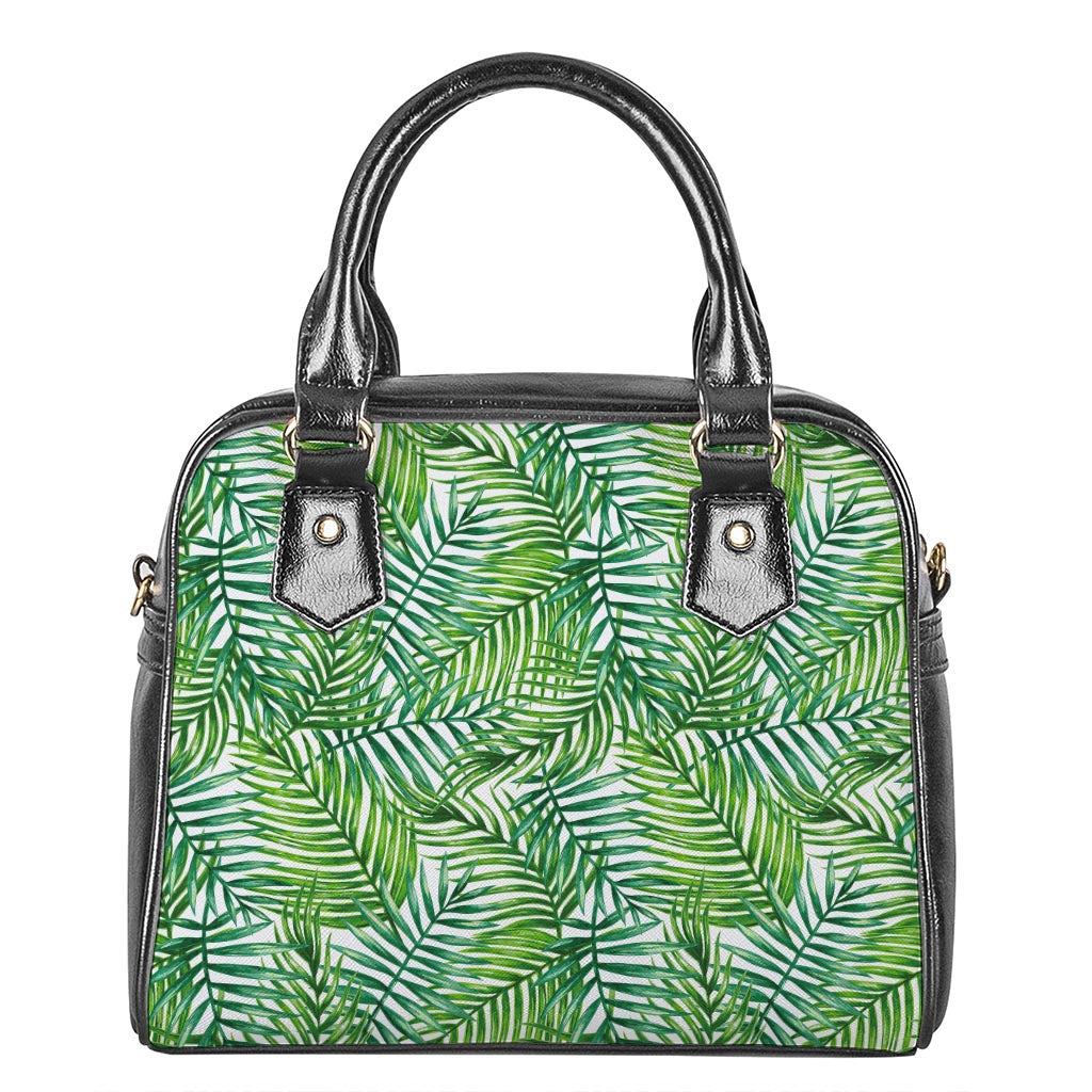 Exotic Tropical Leaf Pattern Print Shoulder Handbag
