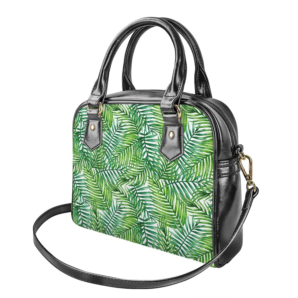 Exotic Tropical Leaf Pattern Print Shoulder Handbag