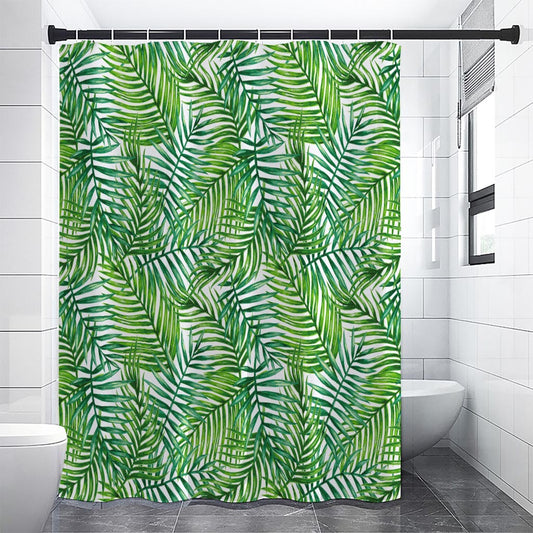 Exotic Tropical Leaf Pattern Print Shower Curtain