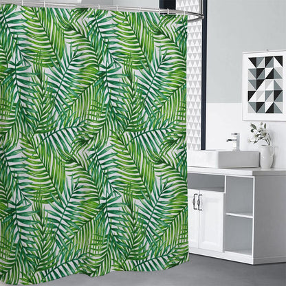 Exotic Tropical Leaf Pattern Print Shower Curtain