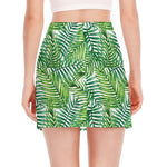 Exotic Tropical Leaf Pattern Print Side Slit Mini Skirt