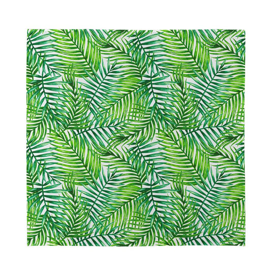 Exotic Tropical Leaf Pattern Print Silk Bandana