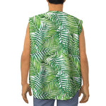 Exotic Tropical Leaf Pattern Print Sleeveless Baseball Jersey