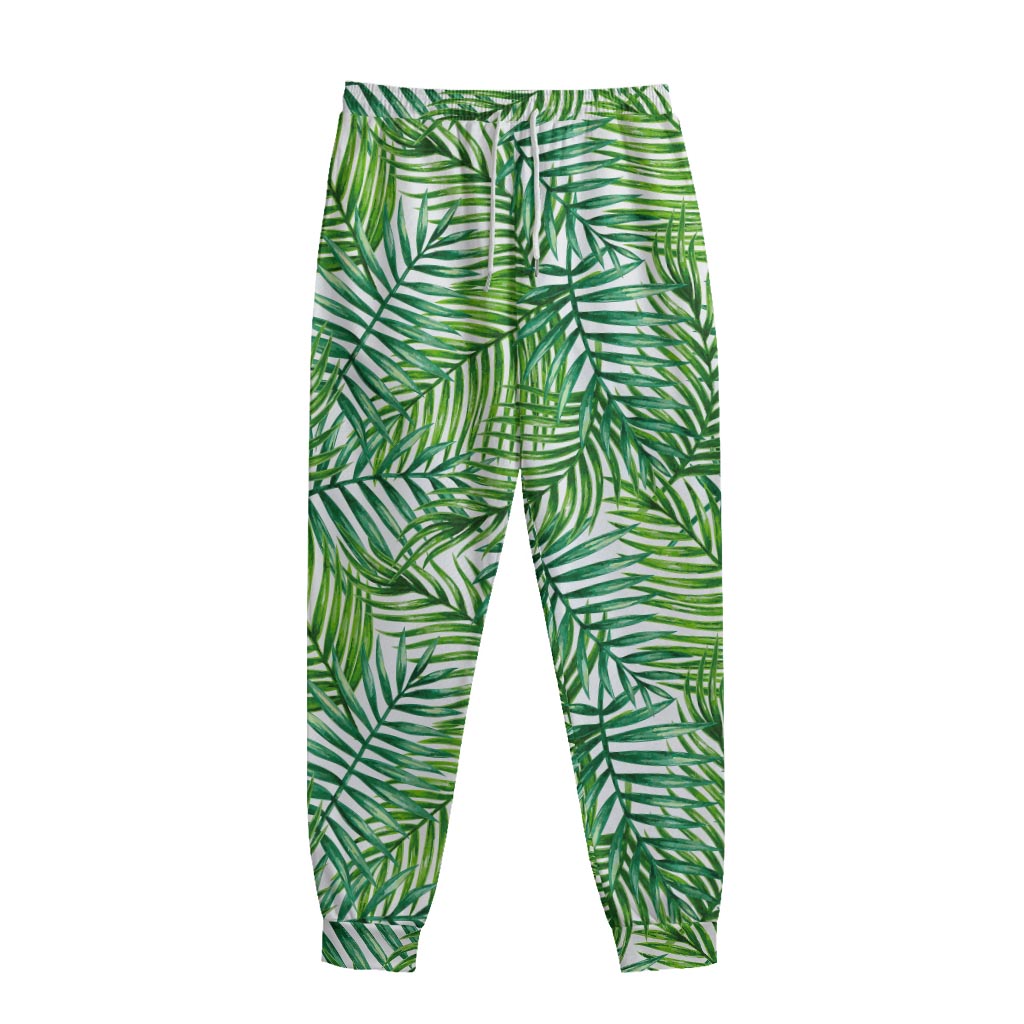 Exotic Tropical Leaf Pattern Print Sweatpants