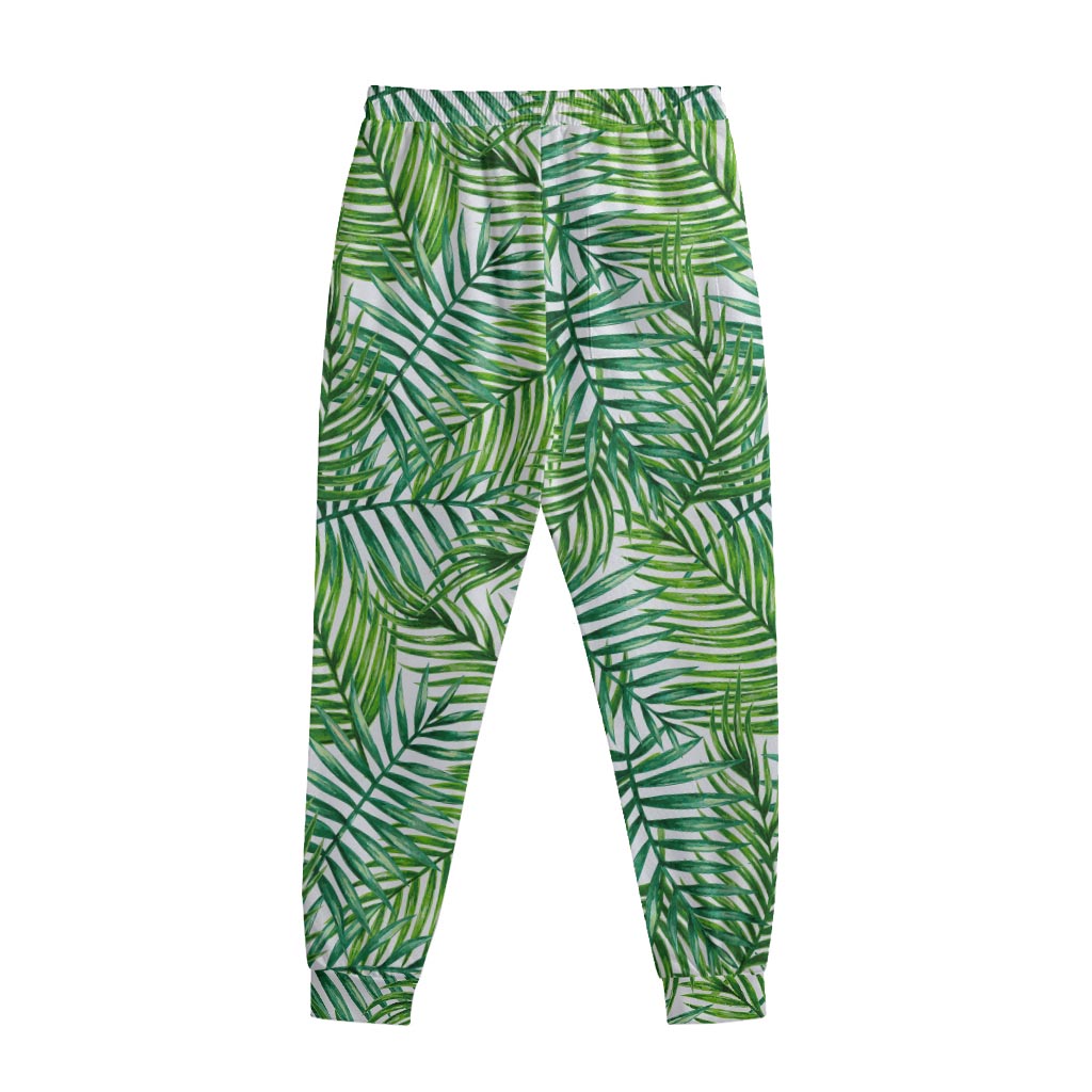 Exotic Tropical Leaf Pattern Print Sweatpants