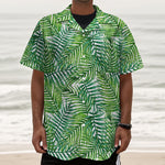 Exotic Tropical Leaf Pattern Print Textured Short Sleeve Shirt