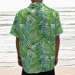 Exotic Tropical Leaf Pattern Print Textured Short Sleeve Shirt
