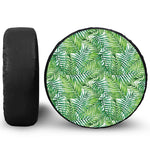Exotic Tropical Leaf Pattern Print Tire Cover