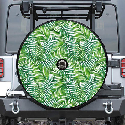Exotic Tropical Leaf Pattern Print Tire Cover With Camera Hole