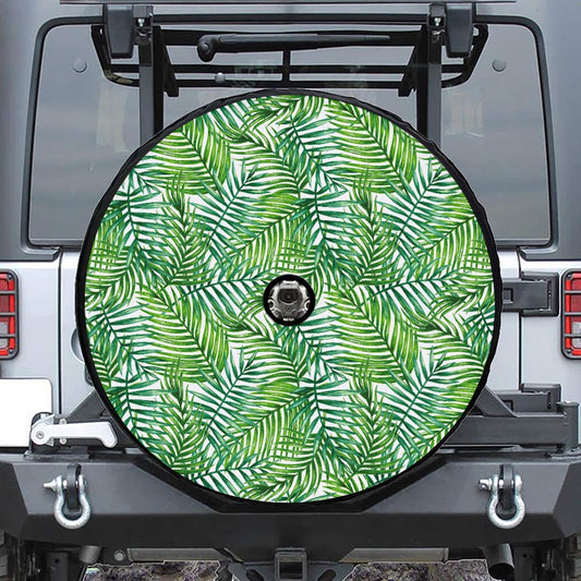 Exotic Tropical Leaf Pattern Print Tire Cover With Camera Hole