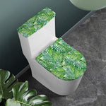Exotic Tropical Leaf Pattern Print Toilet Lid And Tank Cover Set