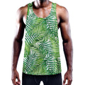 Exotic Tropical Leaf Pattern Print Men's Workout Tank Top