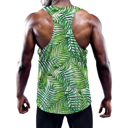 Exotic Tropical Leaf Pattern Print Training Tank Top