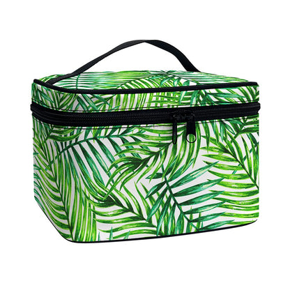 Exotic Tropical Leaf Pattern Print Travel Makeup Bag