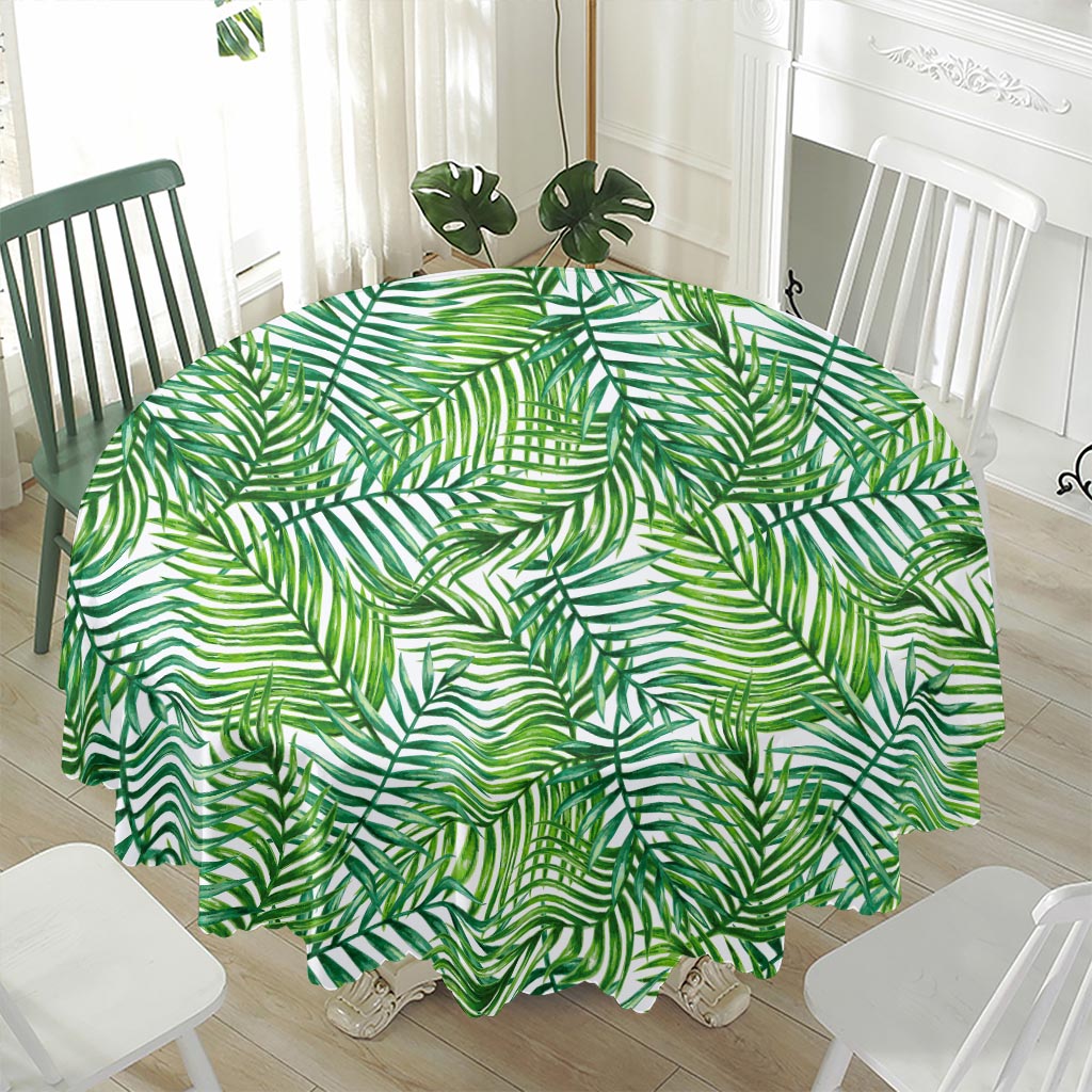 Exotic Tropical Leaf Pattern Print Waterproof Round Tablecloth
