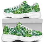 Exotic Tropical Leaf Pattern Print White Chunky Shoes