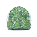 Exotic Tropical Leaf Pattern Print White Mesh Trucker Hat