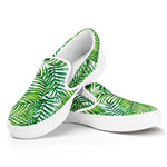 Exotic Tropical Leaf Pattern Print White Slip On Sneakers