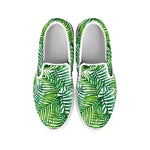 Exotic Tropical Leaf Pattern Print White Slip On Sneakers