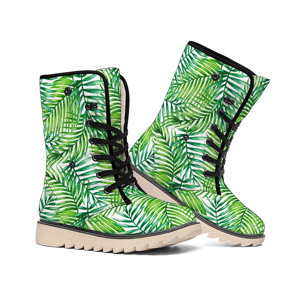 Exotic Tropical Leaf Pattern Print Winter Boots