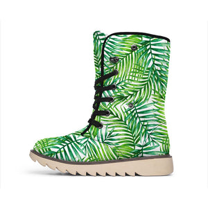 Exotic Tropical Leaf Pattern Print Winter Boots