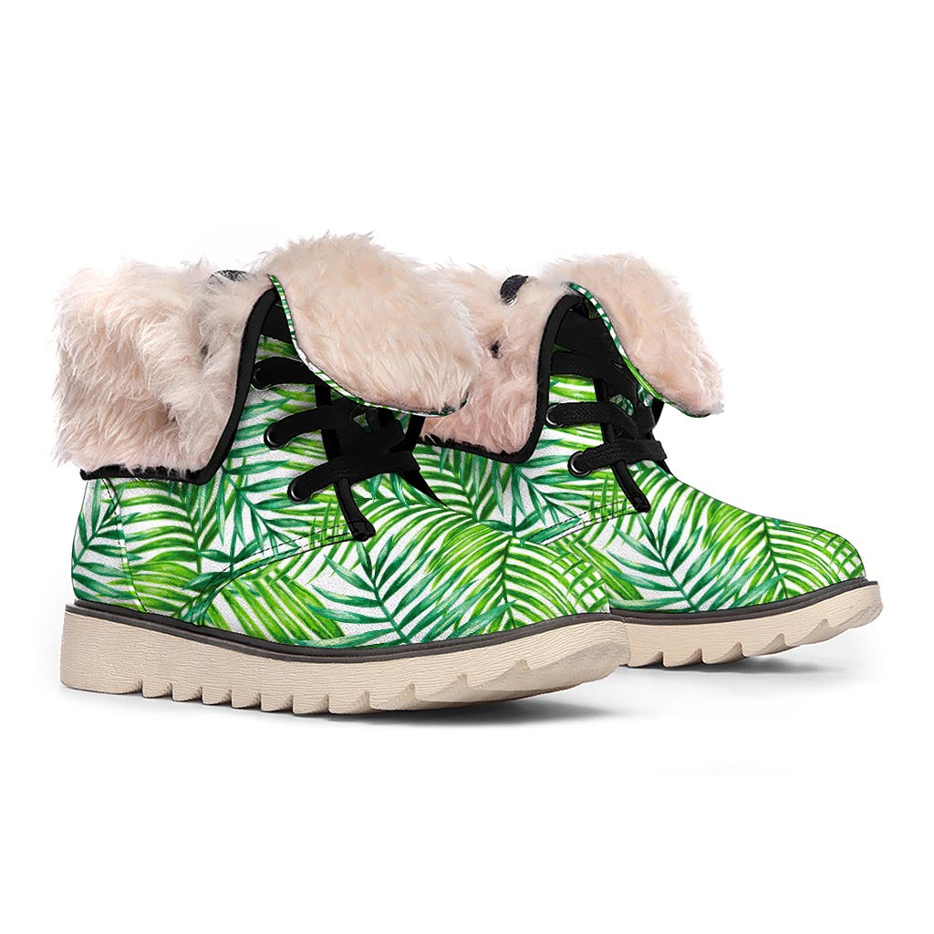 Exotic Tropical Leaf Pattern Print Winter Boots