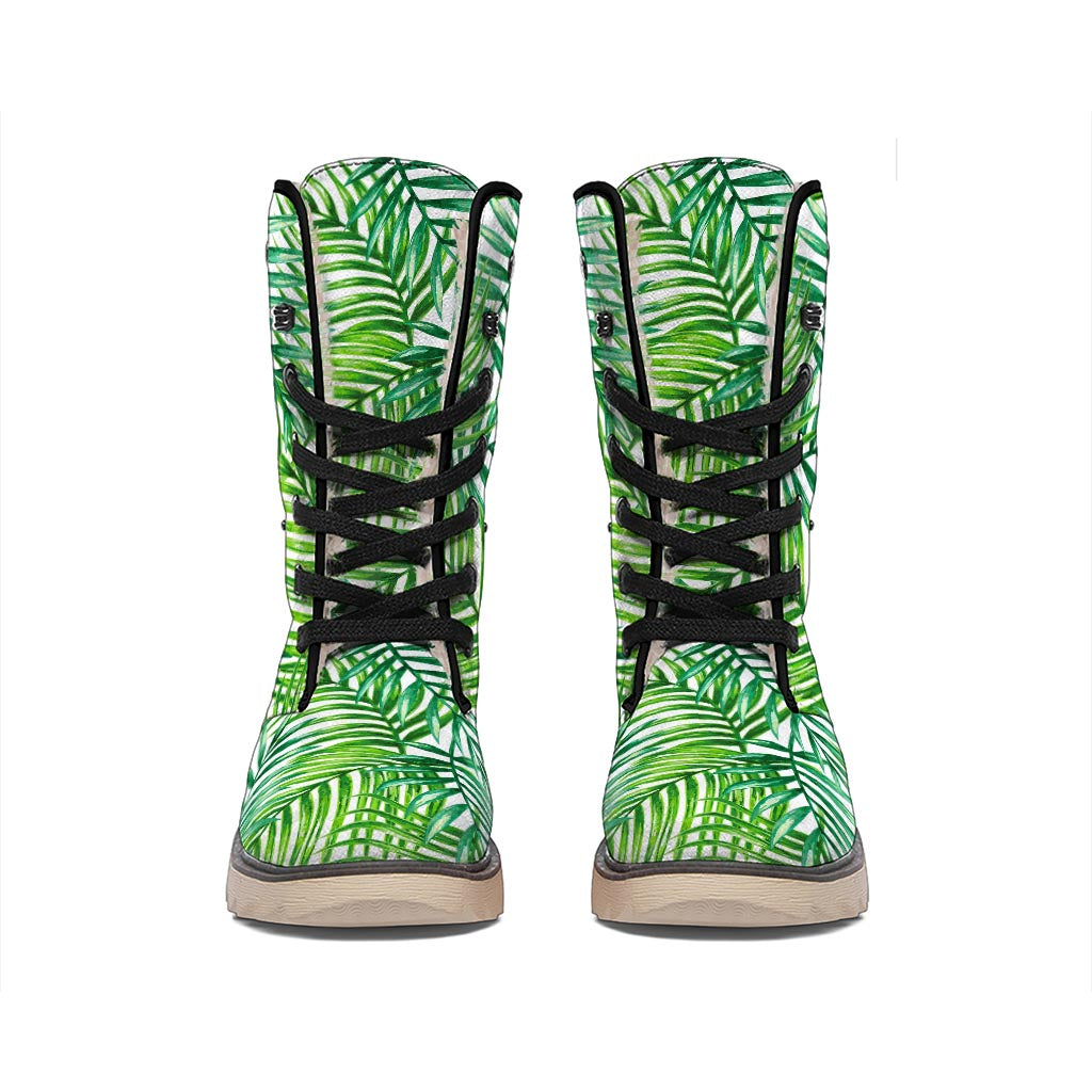 Exotic Tropical Leaf Pattern Print Winter Boots