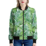 Exotic Tropical Leaf Pattern Print Women's Bomber Jacket