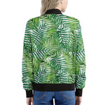 Exotic Tropical Leaf Pattern Print Women's Bomber Jacket