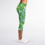 Exotic Tropical Leaf Pattern Print Women's Capri Leggings