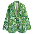 Exotic Tropical Leaf Pattern Print Women's Cotton Blazer