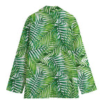 Exotic Tropical Leaf Pattern Print Women's Cotton Blazer