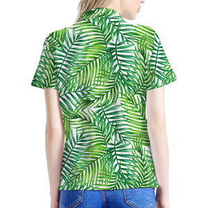 Exotic Tropical Leaf Pattern Print Women's Polo Shirt