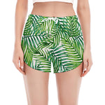 Exotic Tropical Leaf Pattern Print Women's Split Running Shorts