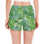 Exotic Tropical Leaf Pattern Print Women's Split Running Shorts