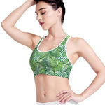 Exotic Tropical Leaf Pattern Print Women's Sports Bra
