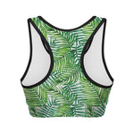 Exotic Tropical Leaf Pattern Print Women's Sports Bra