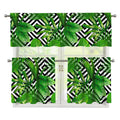 Exotic Tropical Leaves Pattern Print 3 Piece Kitchen Curtains