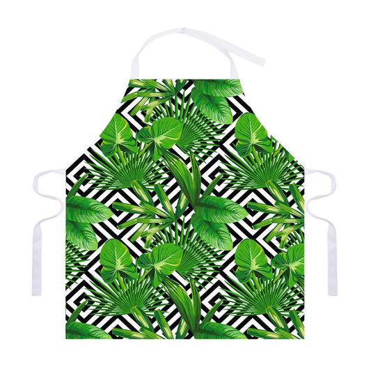 Exotic Tropical Leaves Pattern Print Adjustable Apron
