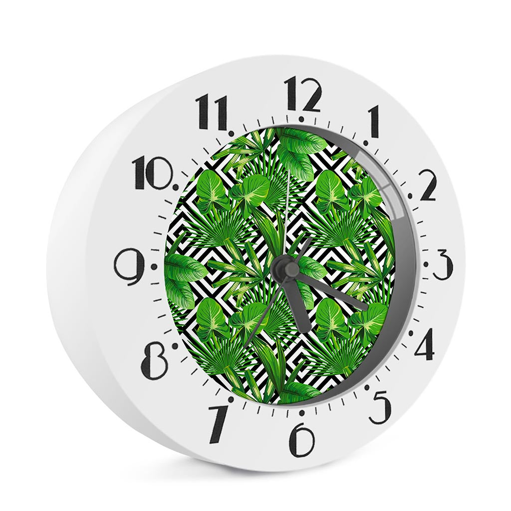 Exotic Tropical Leaves Pattern Print Alarm Clock