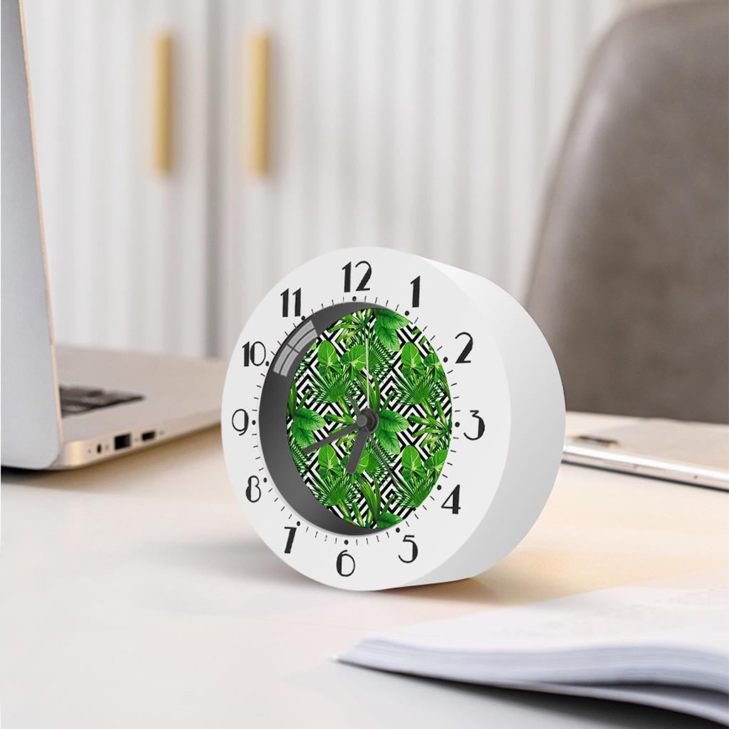 Exotic Tropical Leaves Pattern Print Alarm Clock