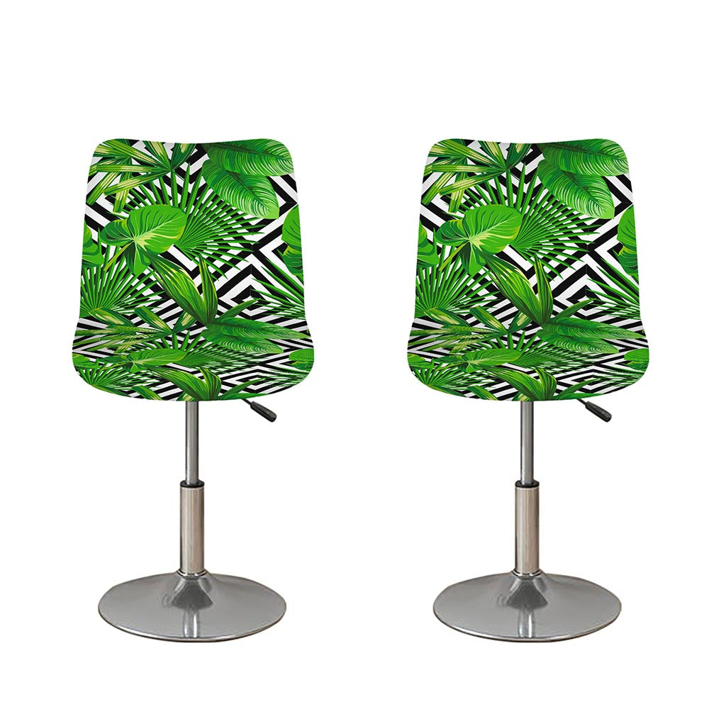 Exotic Tropical Leaves Pattern Print Bar Stool Covers
