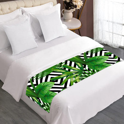 Exotic Tropical Leaves Pattern Print Bed Runner