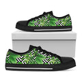 Exotic Tropical Leaves Pattern Print Black Low Top Sneakers