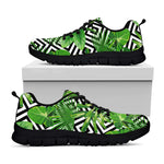 Exotic Tropical Leaves Pattern Print Black Running Shoes