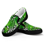 Exotic Tropical Leaves Pattern Print Black Slip On Sneakers